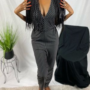 Black Pinstripe Jumpsuit
